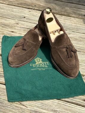 Crockett & Jones Brown Suede Tassel Loafers - Men